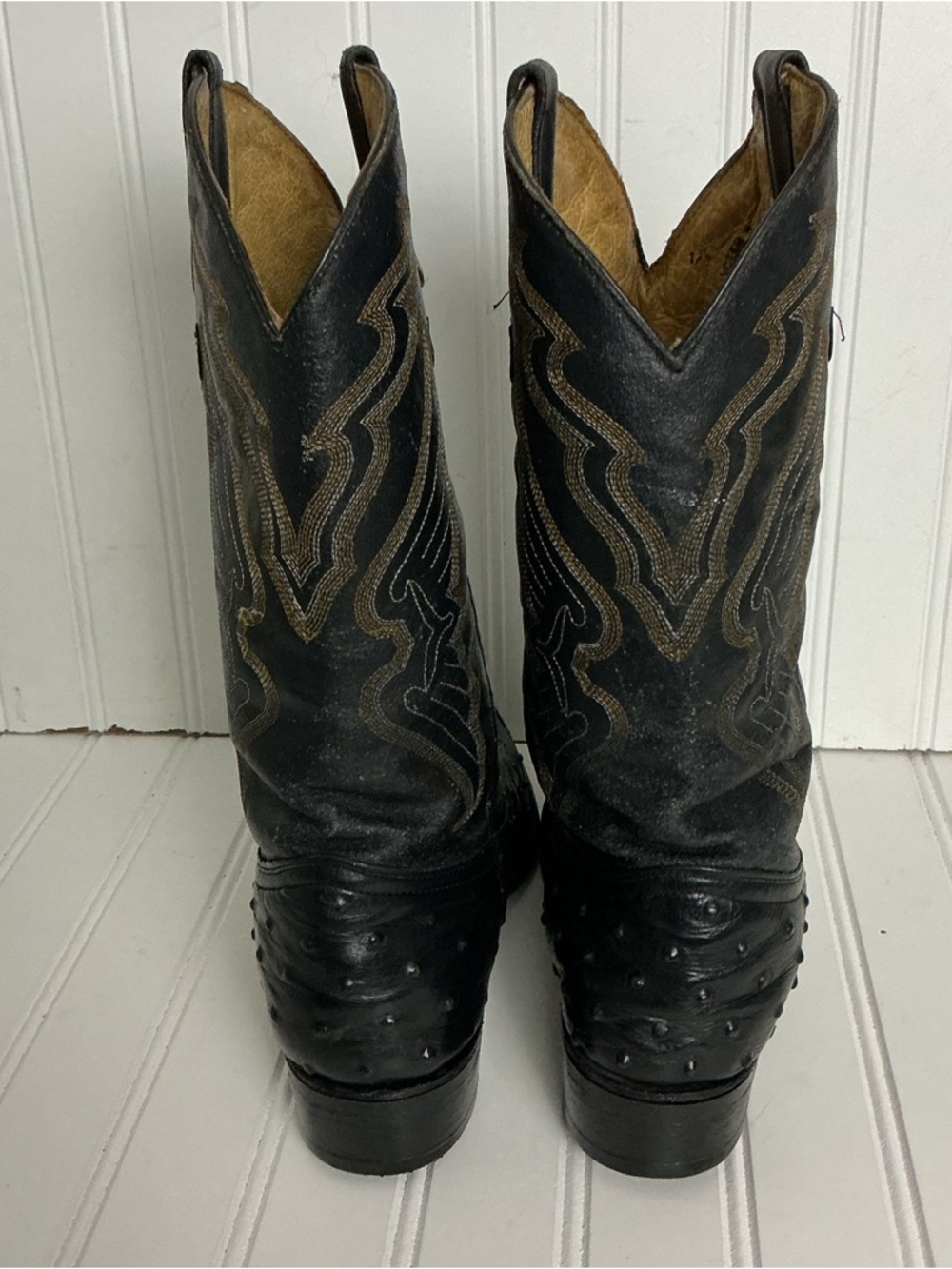 Tierra Blanca Womens USA 7 Mexican 26 Black Leather Vibram Sole Cowboy Boots - Picture 6 of 16